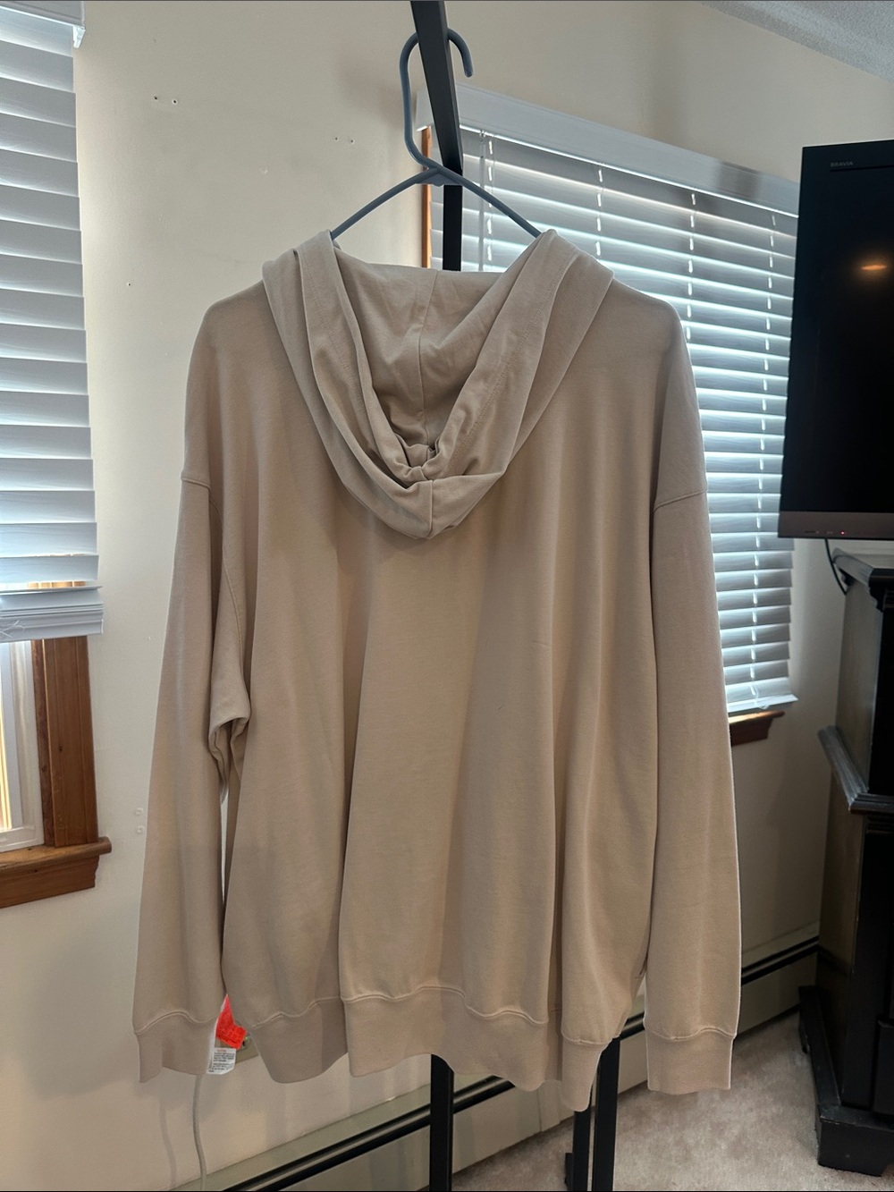 Nike Light Beige Full-Zip Hoodie with Swoosh Oversized Woman’s Size M - Picture 3 of 3